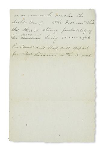 (AMERICAN INDIANS.) [Schuyler, Walter Scribner.] Pair of manuscript dispatches describing the end of the Sioux War.